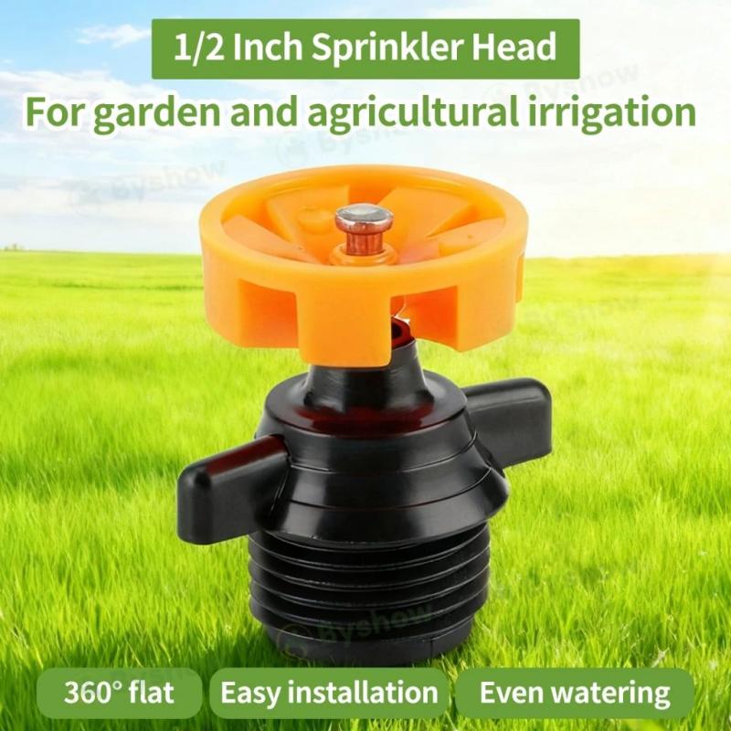 5pcs Penyiram Berputar Automatik 360°Benang 1/2 Inci Untuk Taman Ladang Automatic Rotating Sprinkler Nozzle Male Thread Wateri