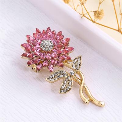 Spille coreane con strass pieno di girasole per le donne Gioielli di design di lusso Regali di nozze per feste Spille con spille lucide con fascino alla moda