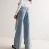 Womens Loose-Fitting Denim Pull-On Jeans Pockets High Waisted Baggy Straight Leg Stretchy Full Length Trousers Y2K Streetwear