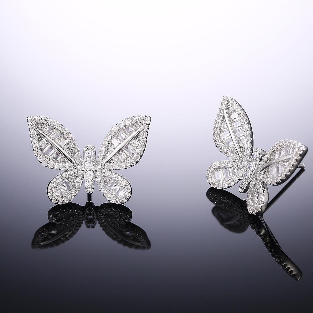 Fashion Butterfly Stud Earrings Diamond Temperament Earrings Female Internet Celebrity Earrings