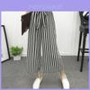 Women High Waist Elastic Striped Culotte Pants With Elegant Wide Leg Flare Design For Casual Wear