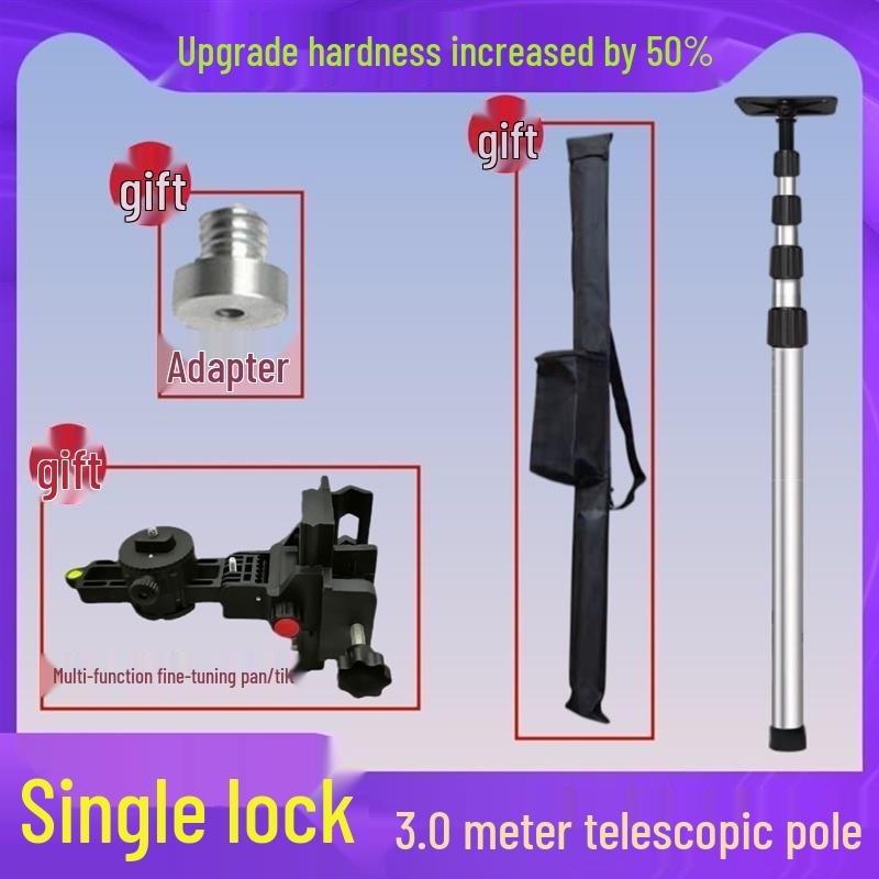 Telescopic Stainless Steel Spirit Level with Infrared Bracket & Fine-Tuning Gimbal for Ceiling Support