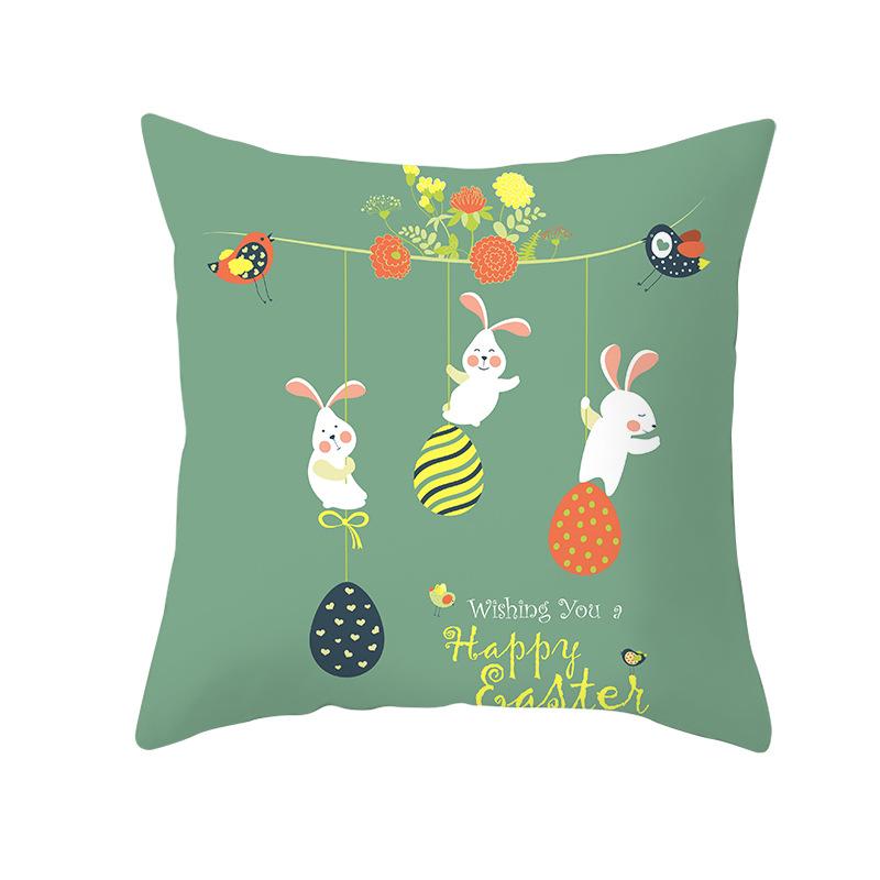 Easter Cartoon Cute Rabbit Digital Printing Short Plush Pillow Covers Decorative for Car Sofa Office Cushion Cover Home Goods