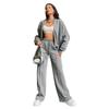 Autumn Women's Thick Hoodie Coat + Drawstring High Waist Loose Casual Pants Set Lined Fleece Woman's Clothing Street