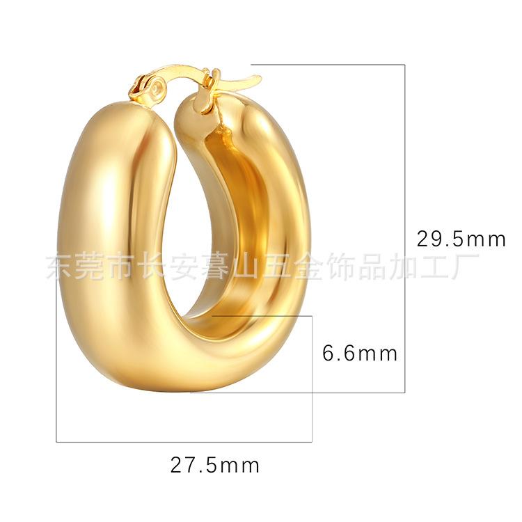 Hollow Earrings Simple Earrings, Stainless Steel 18k Gold Ear Buckles Chubby Exaggerated Women's Earrings