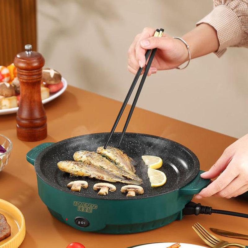 600W Steak Frying Pan Electric Bakeware Flat Bottom Frying Pan Barbecue Nonstick Pan Kitchen Supplies