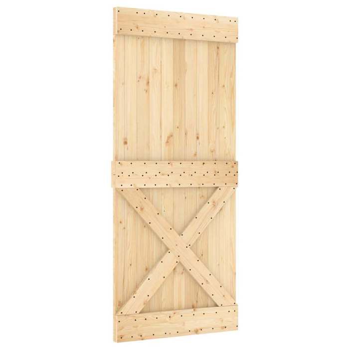 VidaXL Sliding Door and Hardware Kit 90x210 Cm Solid Pine 3332781