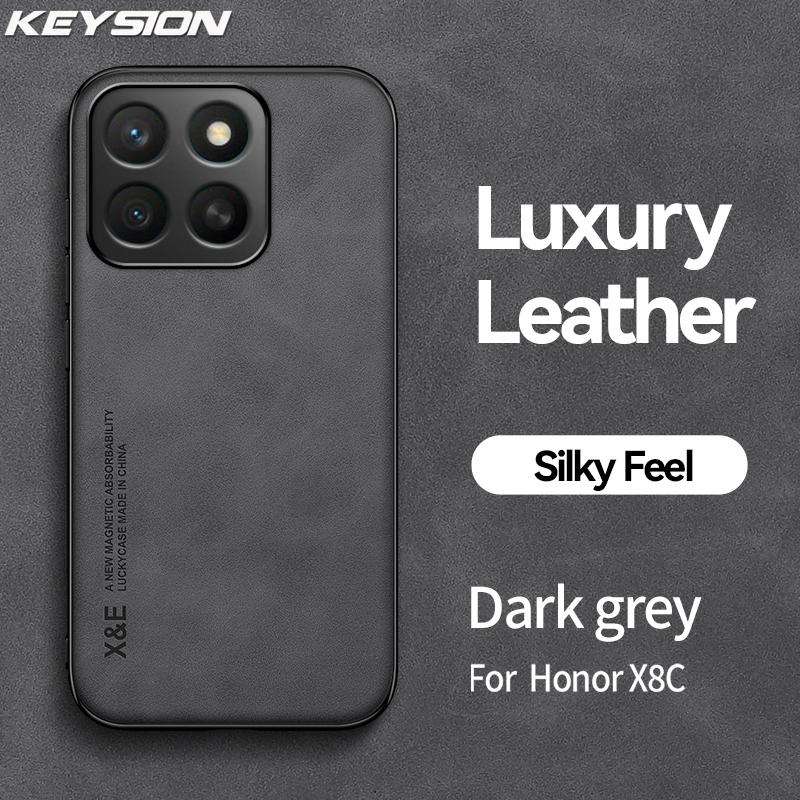 KEYSION Husă Retro de Lux din Piele PU pentru Honor X8c Silicon Moale+PC Rezistentă la Șocuri Husă Spate pentru Telefon pentru Huawei Honor X8c
