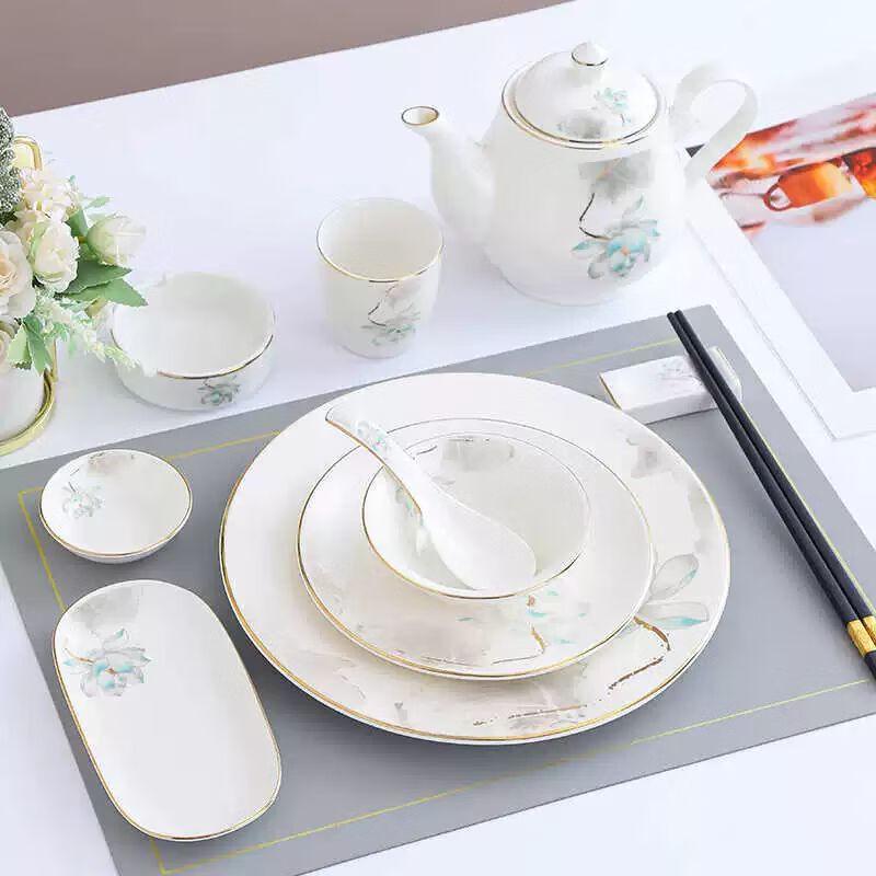 New Chinese Style Gold Rim Bone China Dinnerware Set