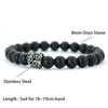 Noter New Gothic Skull Bracelet For Men Stainless Steel Metal 8mm Lava Howlite Obsidian Strand Braslet Sports Wrist Accessories
