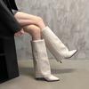 New High-heeled Women's Shoes Fall Women's Knee-high Boots Modern Knight Pointed Shallow Mouth High Boots