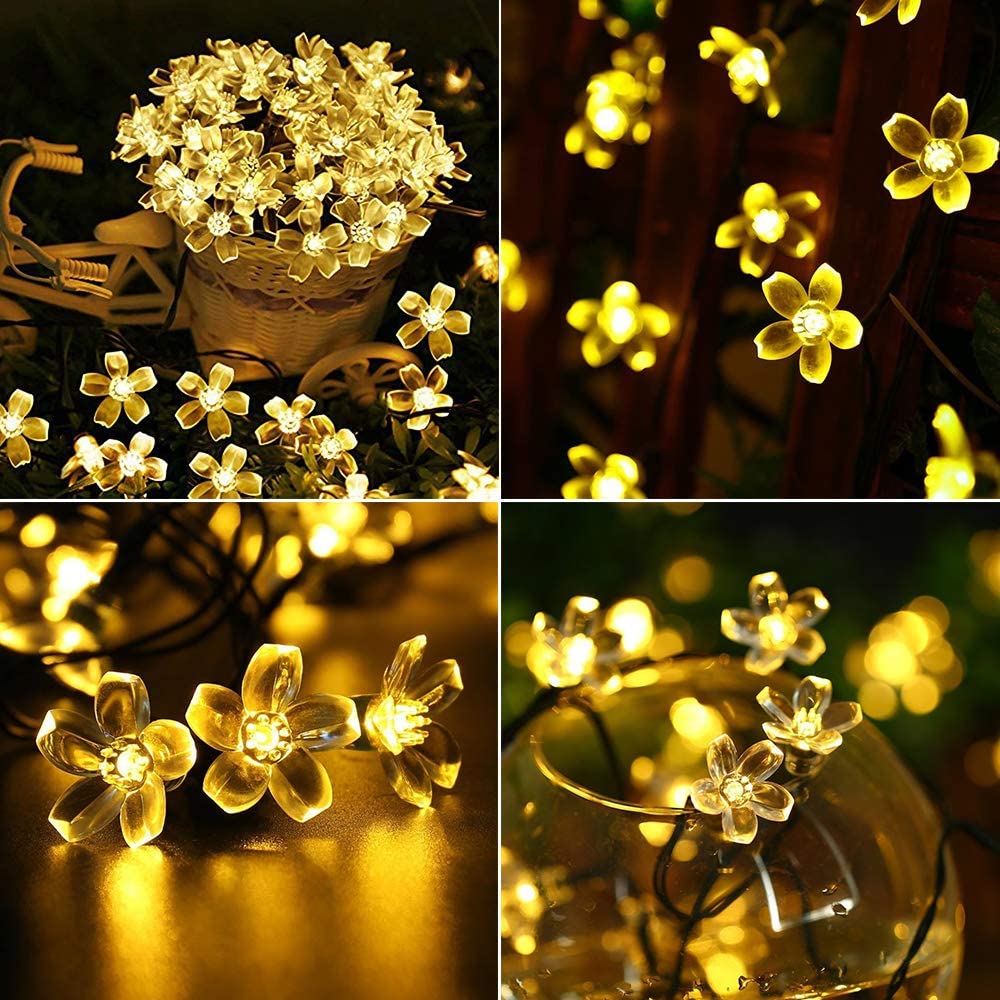 LED Solar String Christmas Lights IP65 Waterproof Flower Garden Blossom Party For Outdoor Home Wedding Holiday Decoration