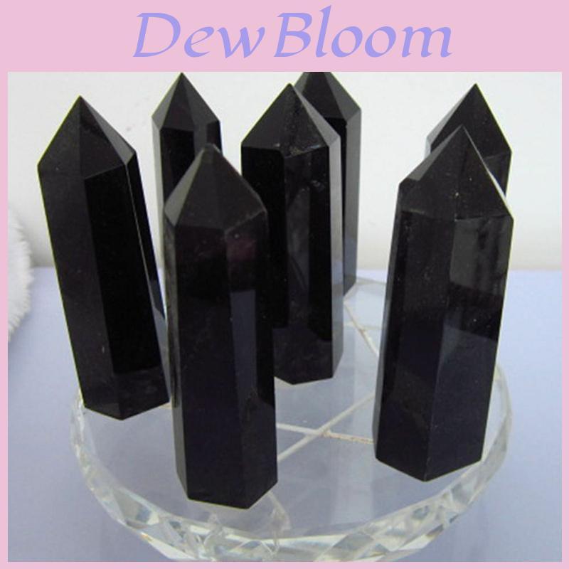 Elegant And Timeless 100% Natural Obsidian Black Quartz Crystal Stone Point Healing Hexagonal Wand