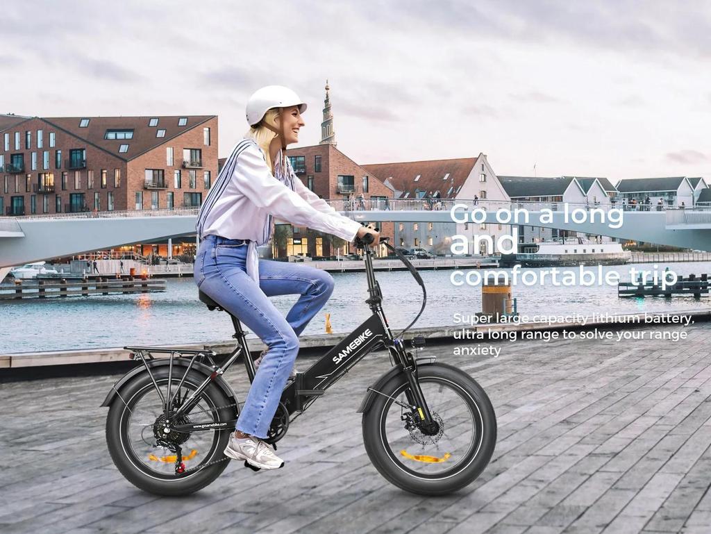 SAMEBIKE LOTDM200-II 750W 48V 13AH Folding Electric Bicycle for Adults 20 X 4.0 Inch Fat Tire Mountain E-bike With Removable Battery