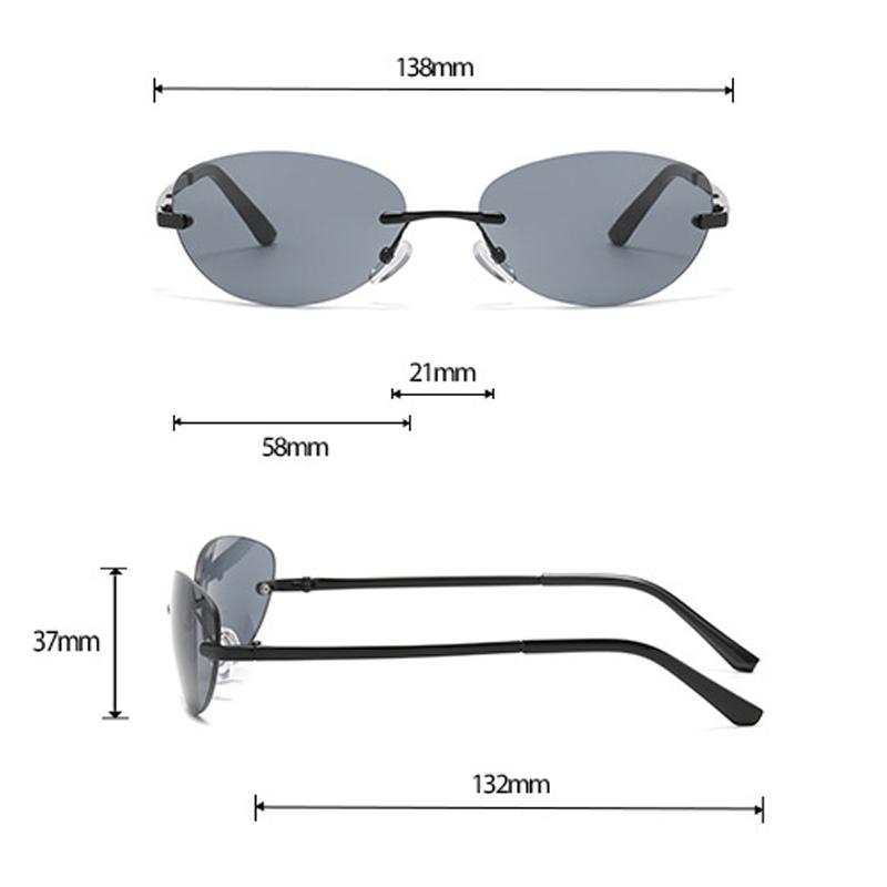 Xiaomi Y2K Rimless Oval Sunglasses UV400 Metal Thin Temple Shades Retro Fashion Eyewear for Women Driving Travel Street Party