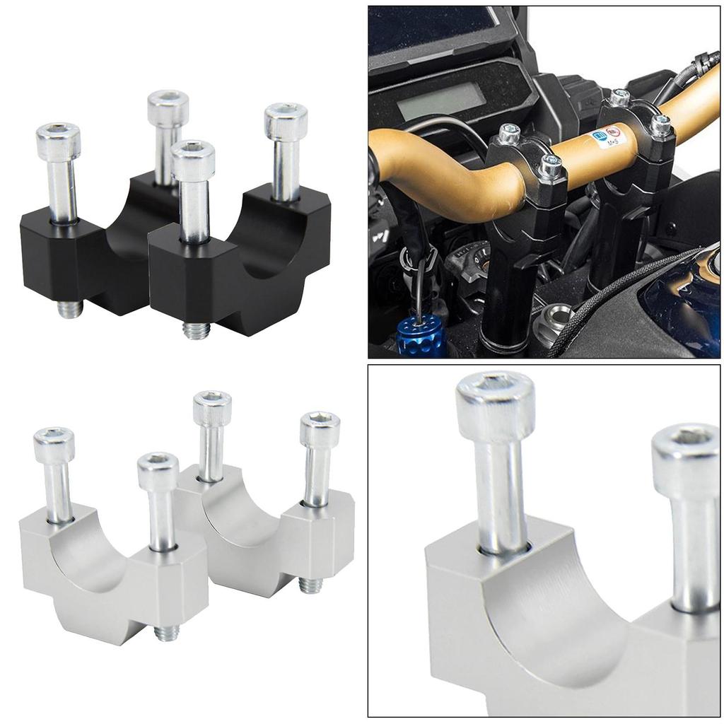 2Pcs Motorcycle CNC Aluminum Handle Bar Riser Mount Bracket Clamp Height Adapter