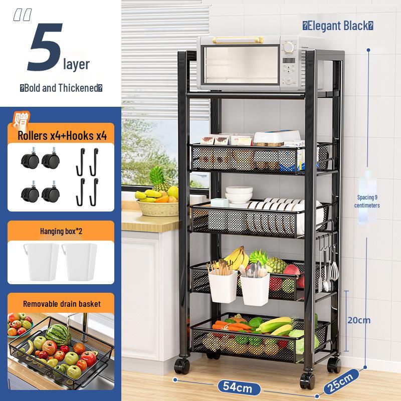 2025 Multifunctional Floor-Standing Kitchen Storage Rack: Multi-Layer Vegetable Basket Shelves