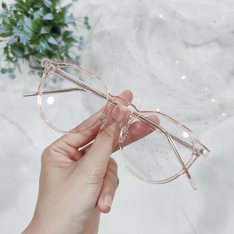 Anti-blue Light Rice Nail Round TR90 Insert Glasses Frame, Fashionable Plain Mirror, Simple Retro Glasses for Women