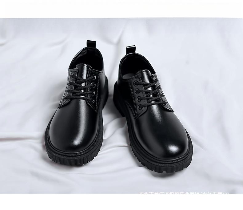 Men's Black Leather Martin Boots - British Style Casual Formal Shoes for Summer 2025
