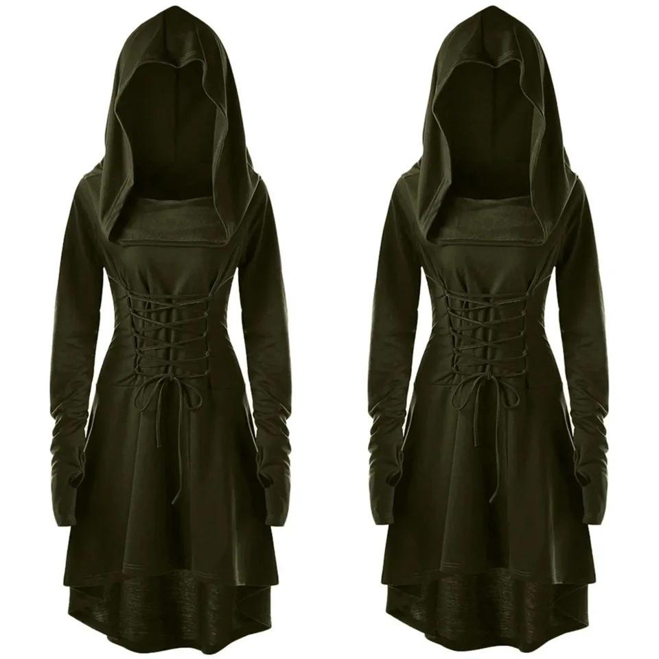 Medieval Renaissance Archer Hooded Lace Robe Pullover 