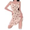 New Sexy Silk Pajamas Women's Suspenders Ice Silk Small Chest Swing Neck Printed Pajamas Spring and Autumn Sweet Loungewear Set