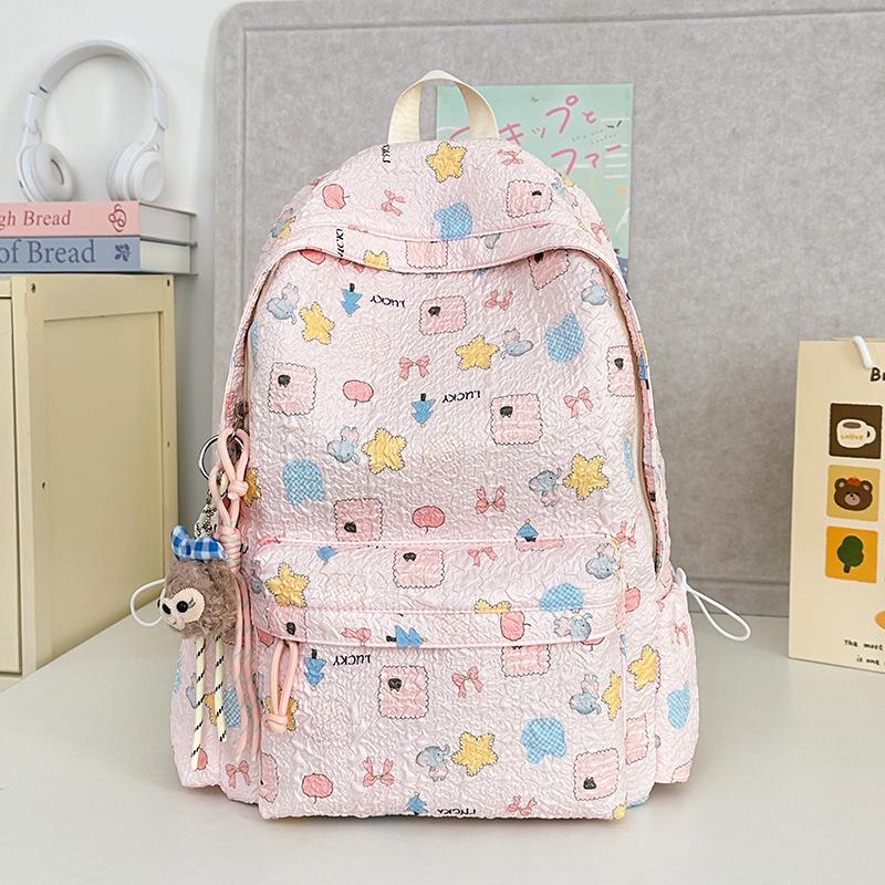 New Girl Cute Backpack Large Capacity Versatile Backpack Printed College Student Campus Style Backpack Sweet Backpack