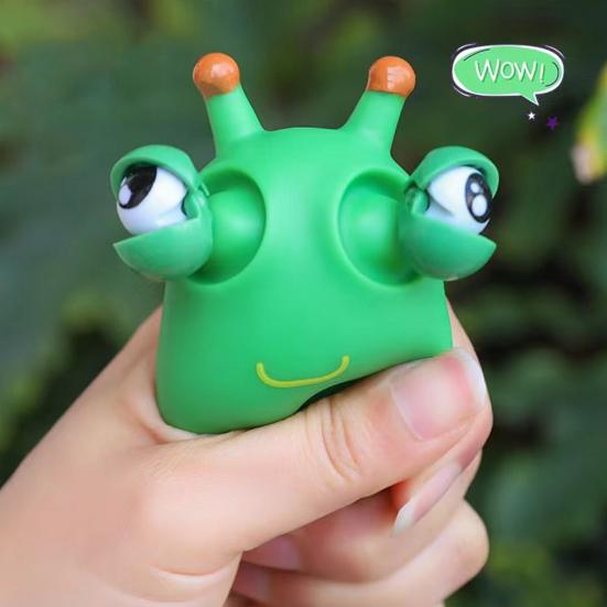 1/2/3Pcs Popping Eye Cabbage Worm Toy Anxiety Stress Relief Caterpillar Squeeze Pinch Sensory Toy Kids Teens Adults Soft Stress Ball Animal Fidget Toy