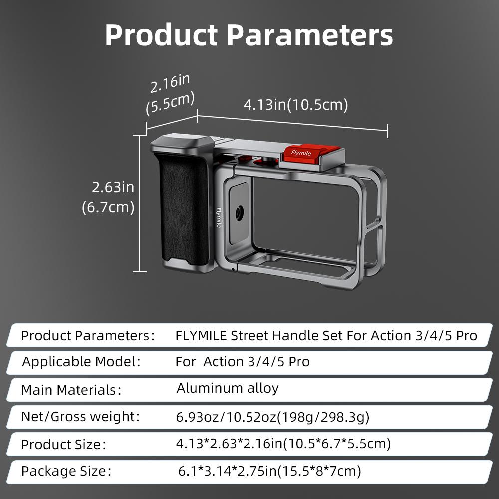 Metal Street Grip Holder For DJI Action 3/4/5 Pro Action Camera Full Protective Quick-release Shoe Expansion Camera Accessories
