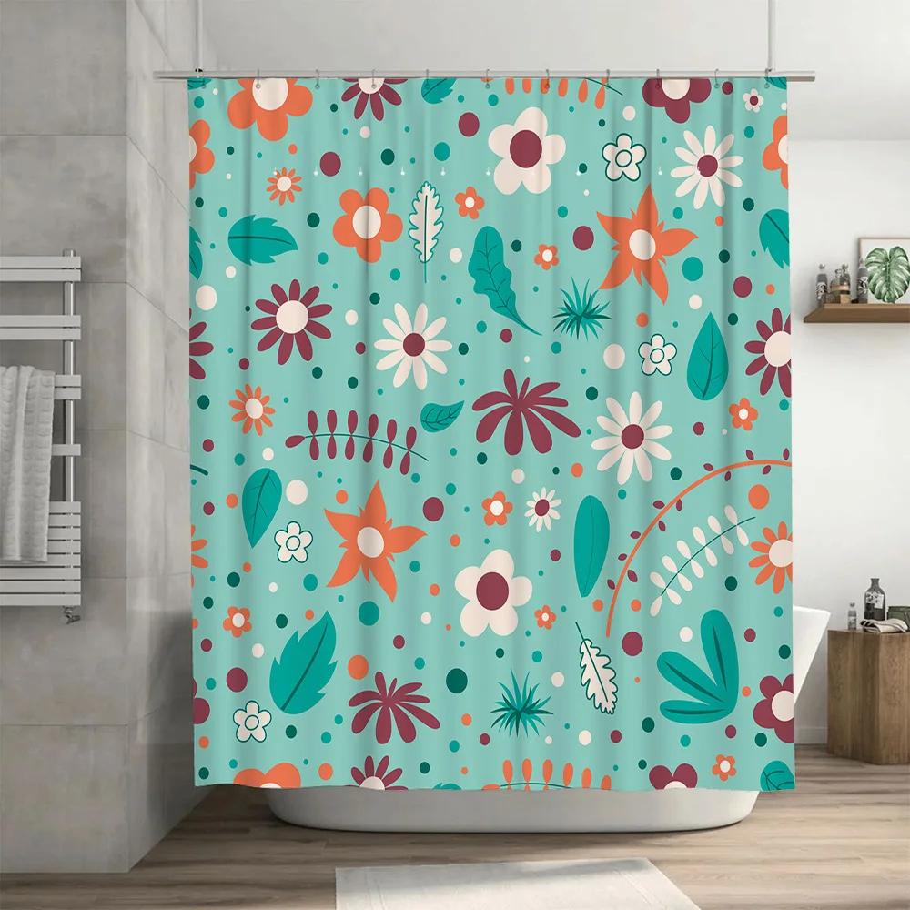 Bright Chic Bathroom Shower Curtain with Floral Patterns Modern Waterproof Decoration for Home Bathrooms Multiple Colors Availab