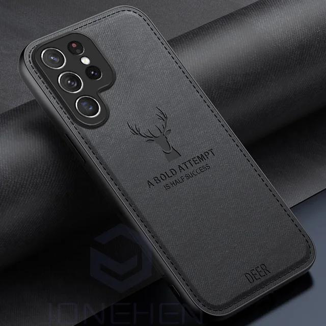 Leather Deer Case For Samsung Galaxy S8 S9 S10 S20 Note 8 9 10 Plus 20 S21 S22 S23 S24 Ultra Shockproof Soft Cover