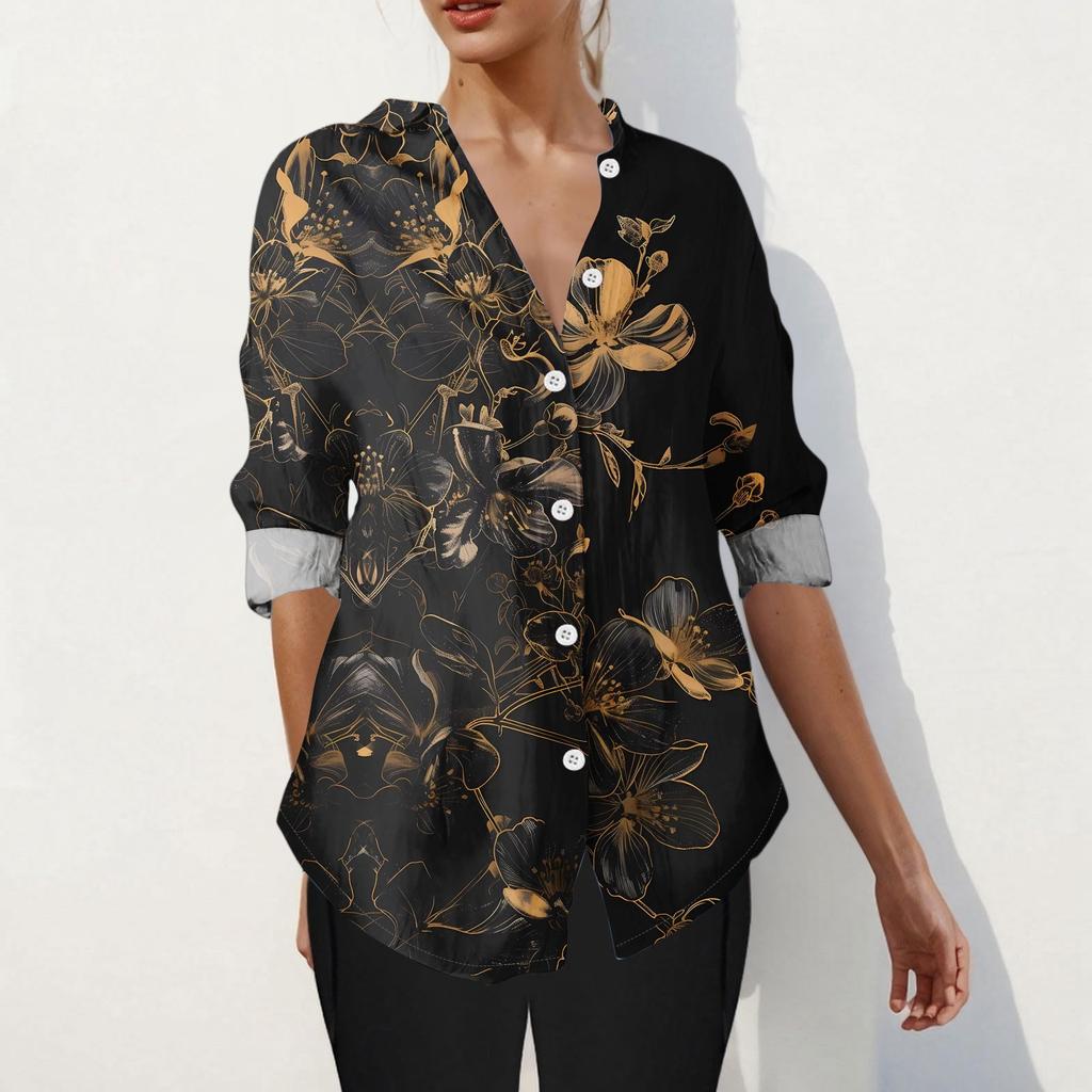Womens Button Down Shirt  Long Sleeve Shirts For Women Print Graphic  Blouse Top