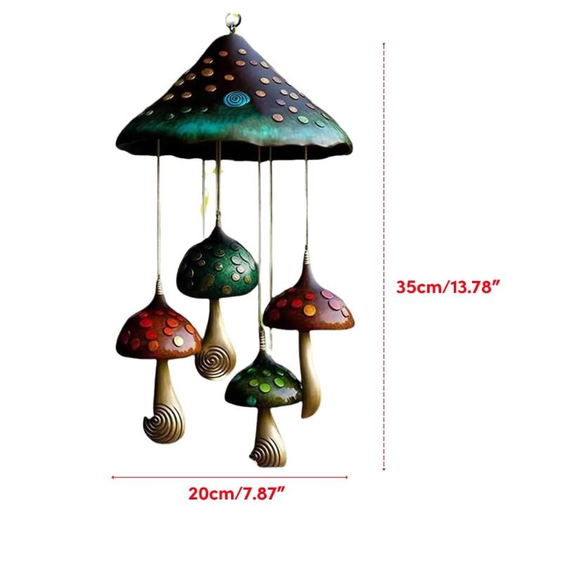 Mushroom Campanula Handmade Art Resin Mushroom Wind Chime Colorful Mushrooms For Outdoor Indoor Decor Patio Balcony