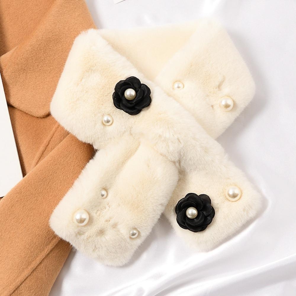 Thickened Plush Neckerchief Warm Cross Neck Scarf Fashion Faux Rabbit Fur Scarf  Women