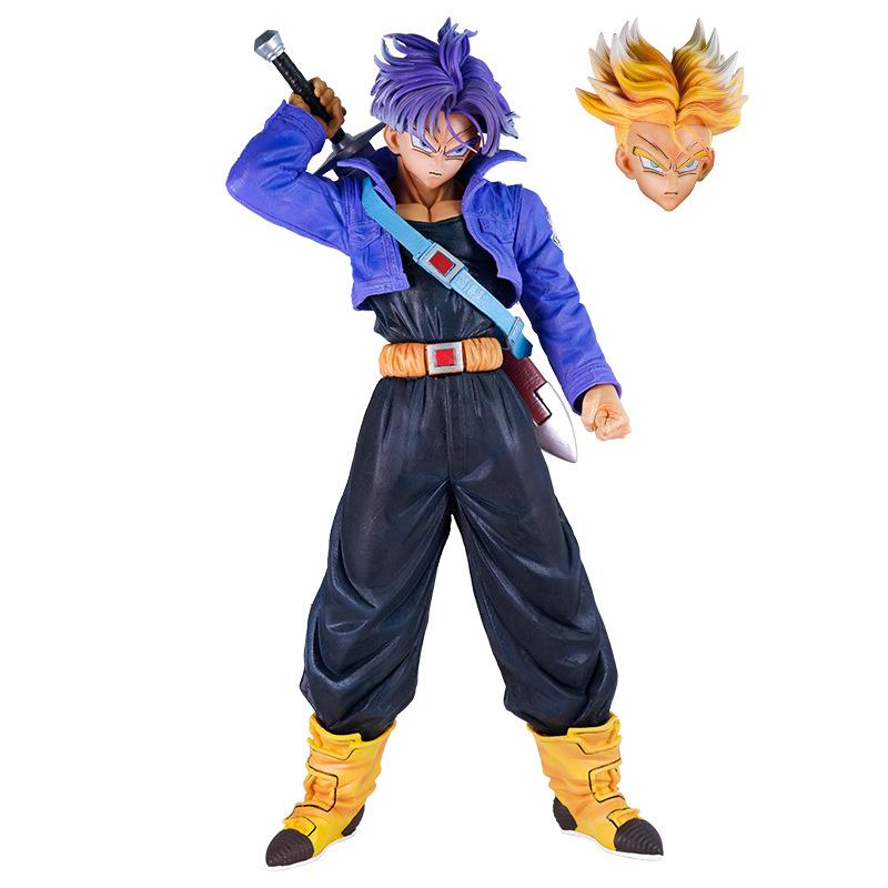 43cm Anime Dragon Ball Z Super Saiyan Trunks 2 Heads Ver. PVC Action Figure Battle Statue Collection DBZ Model Toys Doll Gifts