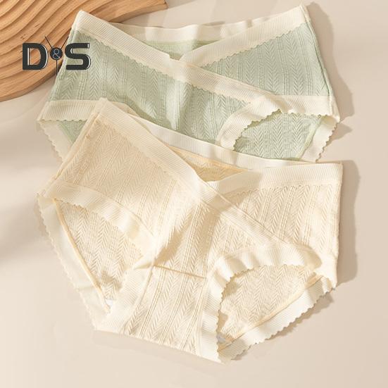 Women Panties Jacquard Mid Waist Seamless Contrast Color Good Breathability Slim Fit Thin Quick Dry Pregnant Postpartum Women Casual Underpants Lady