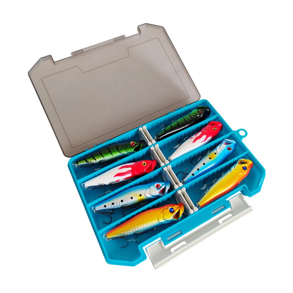 8ks Top Water Popper Lures Umělé rybářské návnady 3D Eyes s háčky pro slanou sladkou vodu