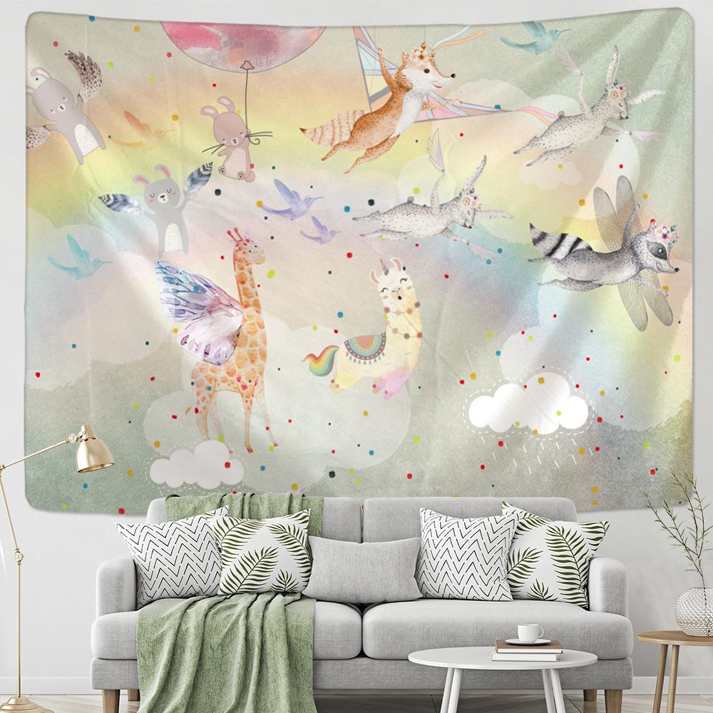 

Гобелен с мультяшной иллюстрацией, настенный гобелен в стиле хиппи, тапиз, психоделическое колдовство, искусство, карта Таро, каваи, домашний декор для комнаты 95x70cm