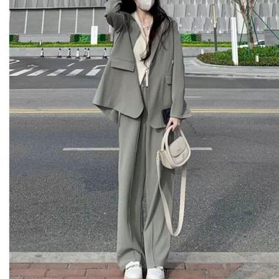 Temperamental Goddess Women's Autumn Suit Set: Elegant Wide-Leg Pants Two-Piece