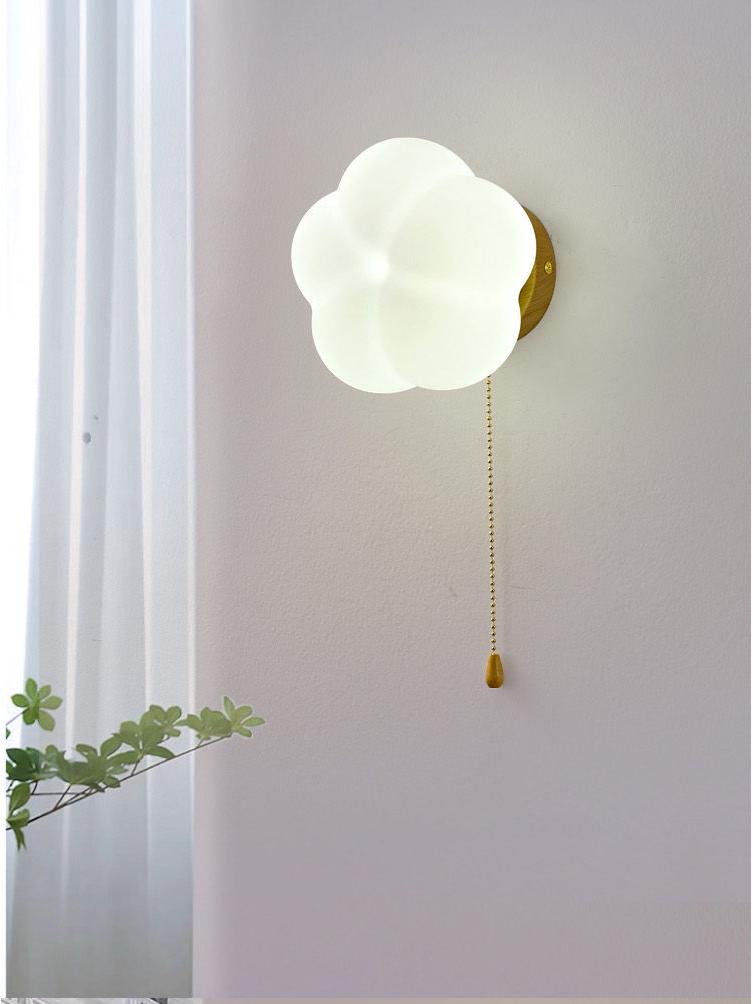 Cream Style Wooden Wall Lamp - Modern Cotton Bedside Lamp for Bedroom, Living Room, Corridor, Balcony
