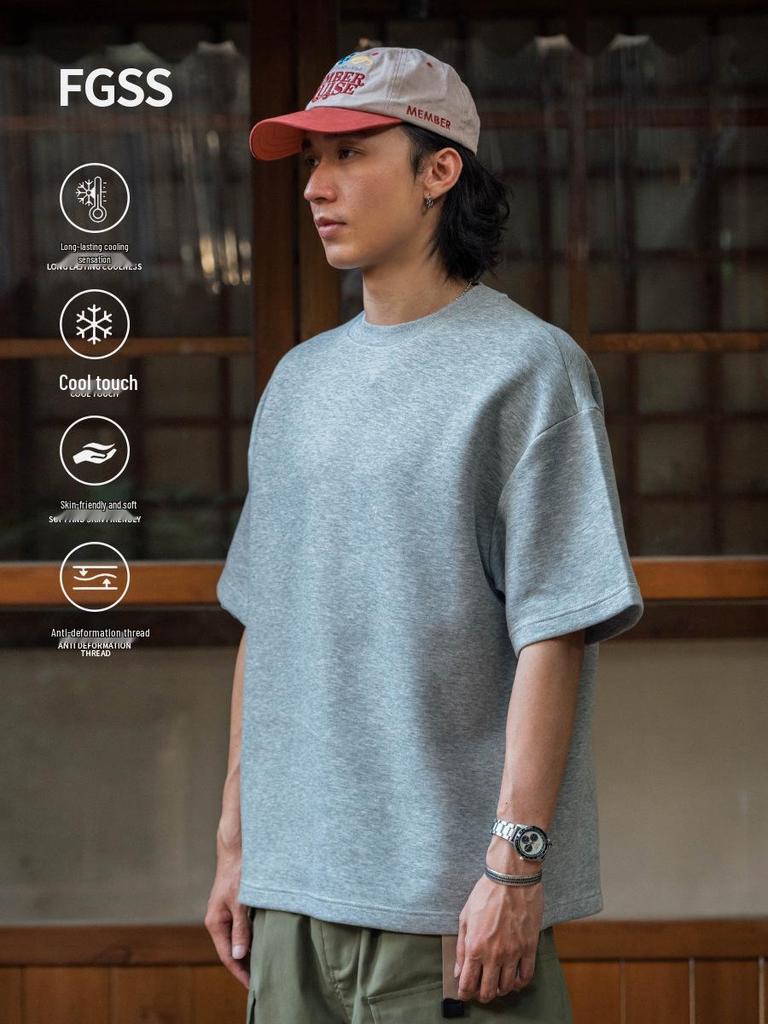 FGSS Menswear | 26SS Japanese Cityboy Cool Touch Space Cotton Small Collar Short Sleeve Loose T-shirt