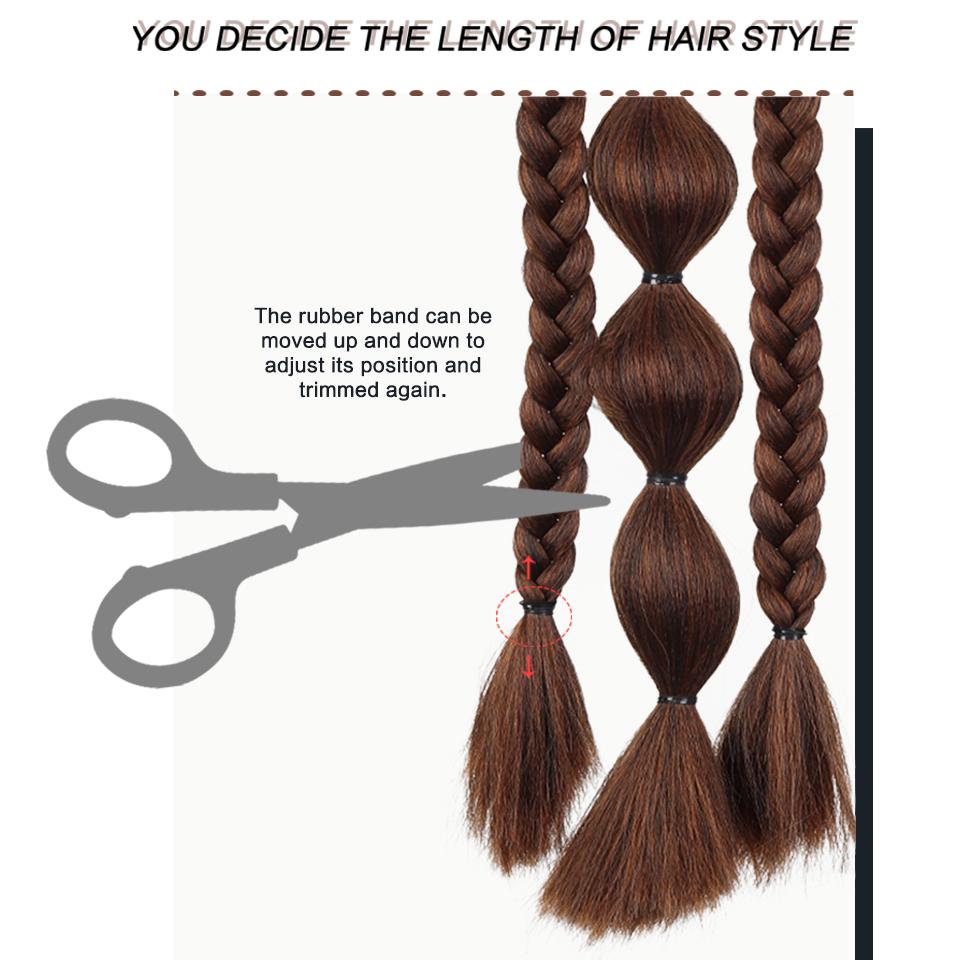 Queue de cheval synthétique à bulles Élastique Style Tresse Queue de cheval Extension de cheveux Perruque Convient aux Femmes Filles Port quotidien