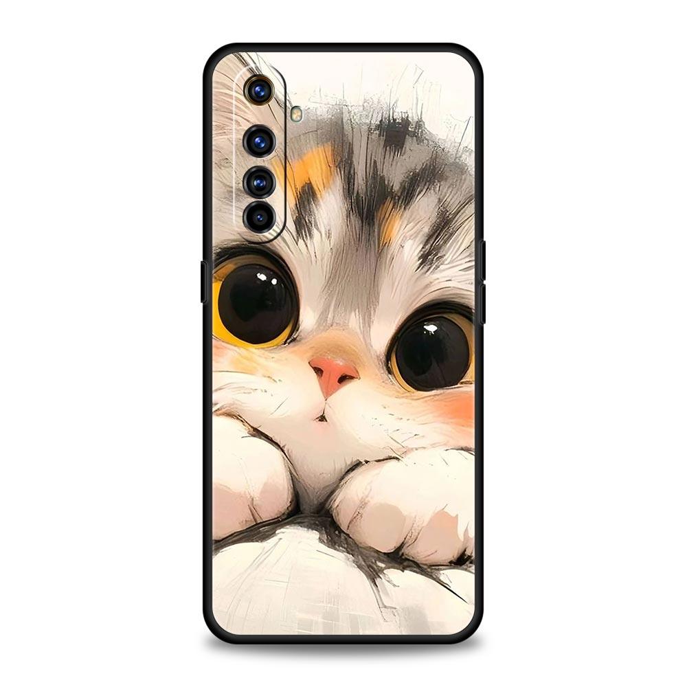 Cute Cat Case For Realme C67 C63 C55 C53 C35 C25 C21 GT 2 3 5 6 10 11 12 13 Pro Plus 5G Soft TPU Phone Cover Fundas Capas Bags