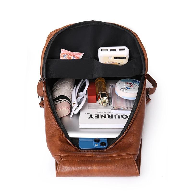 Soft Leather Backpack for Women 2025 New Fashionable Small Backpack Chest Bag Retro Casual Multi-purpose Single Shoulder Bag