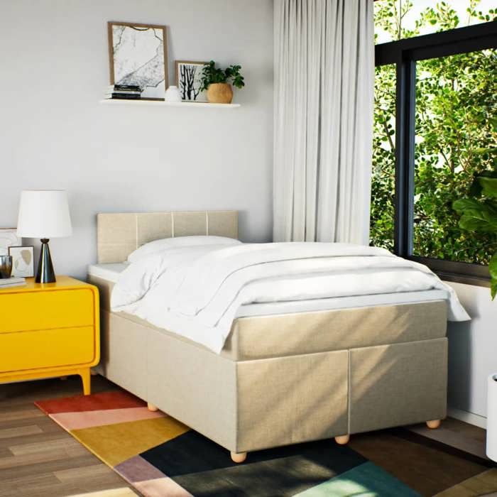 VidaXL Sommier à lattes de lit avec matelas Crème 120x200 cm Tissu 3286652