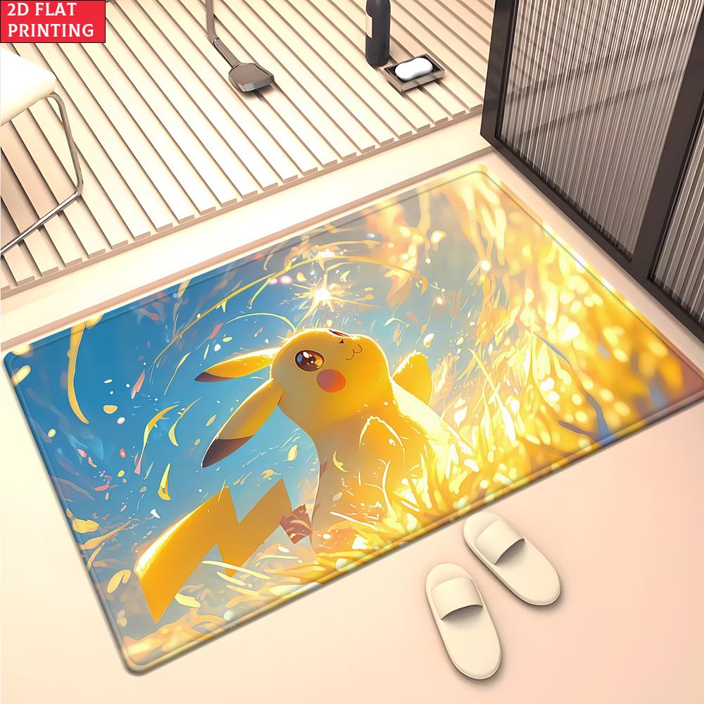 Anime Style Moon & Psychic Fox Area Rug Non Slip Soft Floor Mat For Gaming Room Living Room Bedroom Decor Washable Carpet