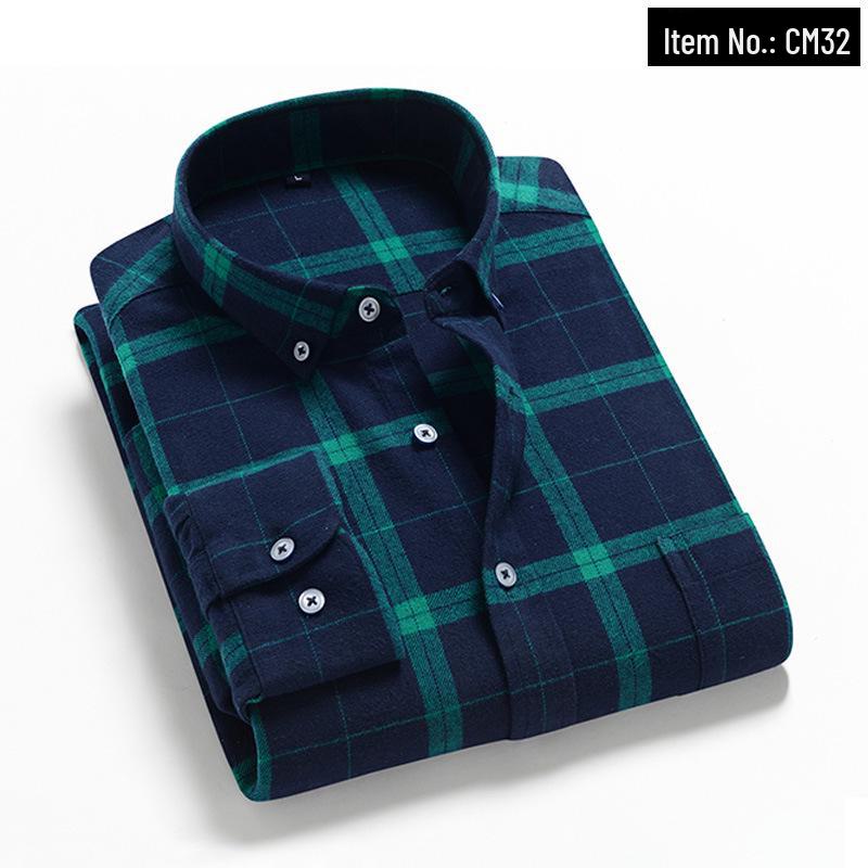 Men's Trendy Plaid Shirt: Long-Sleeved, Loose, Brushed Casual Jacket for Spring, Summer, and Autumn