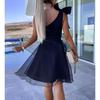 Women Summer Mesh Dresses Single Shoulder Mini Dress Ladies Party Vestidos