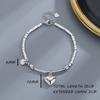 Real  Sterling Silver Beaded Tassel Square Heart Pendant Charm Bracelets for Women Fine  Minimalist Accessories