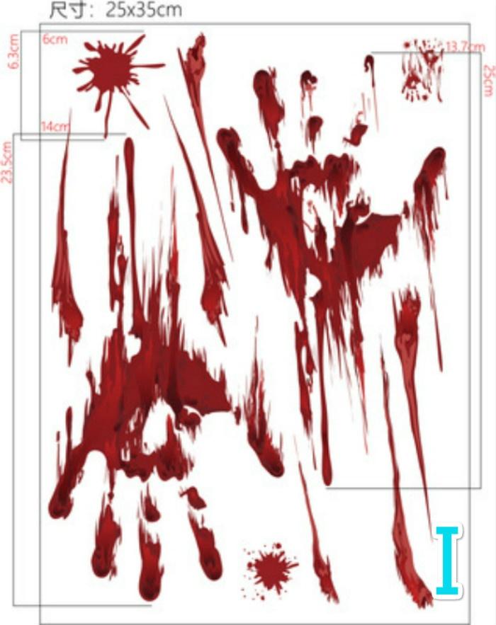Halloween Decorations Blood Prints Wall Stickers Blood Footprints Ghost Axe Props Easter Stickers Window Stickers