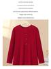 Plus Size Fleece T-Shirt for Middle-Aged and Elderly Women - Warm, Loose, and Comfortable for Autumn and Winter